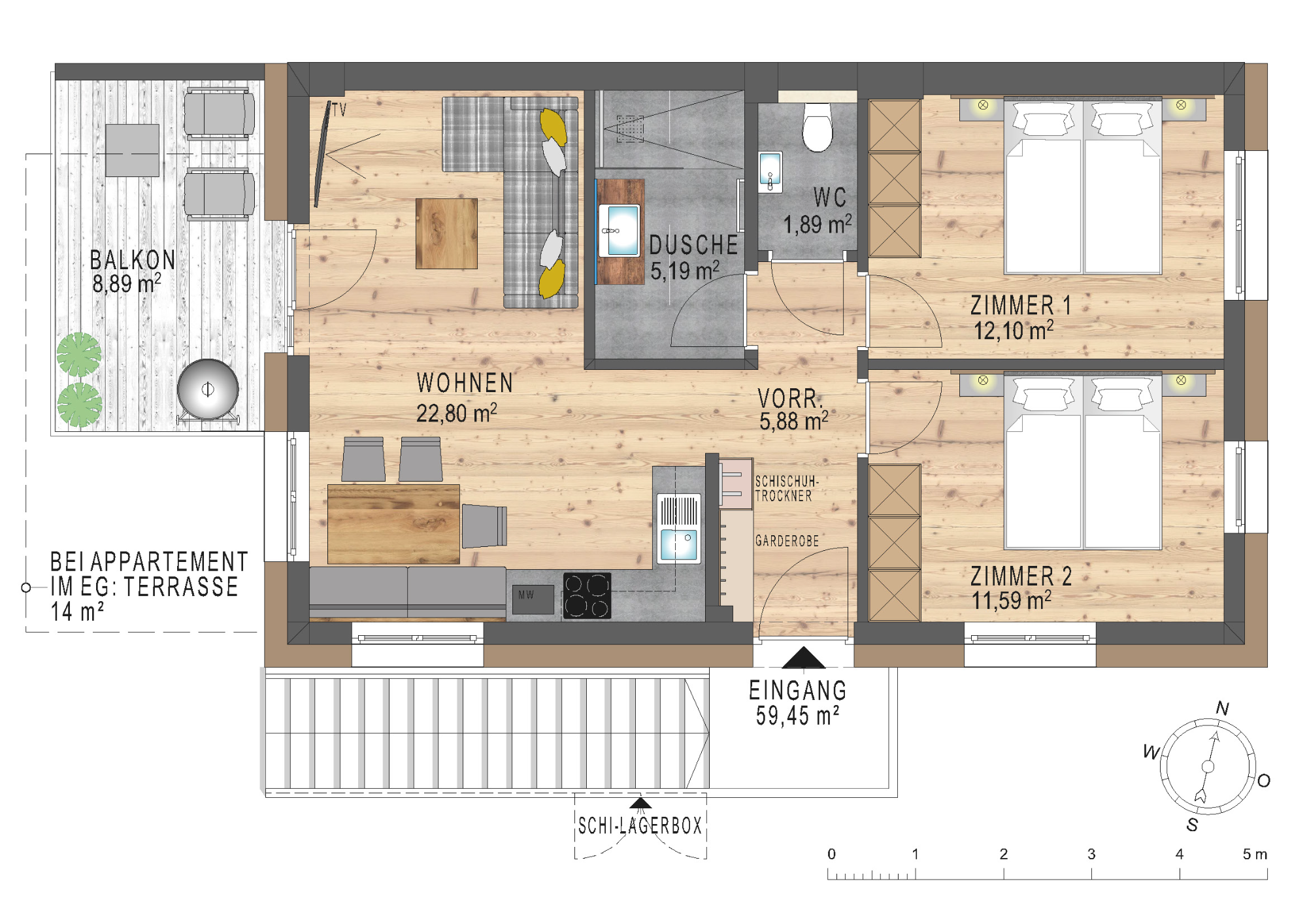 Grundriss der Appartements Am Römerweg